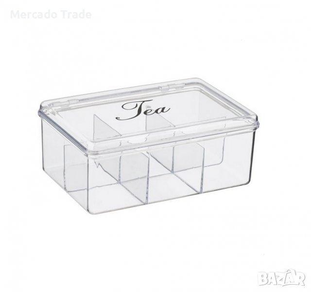 Пластмасова кутия Mercado Trade, С капак, За чай, Прозрачен, снимка 1