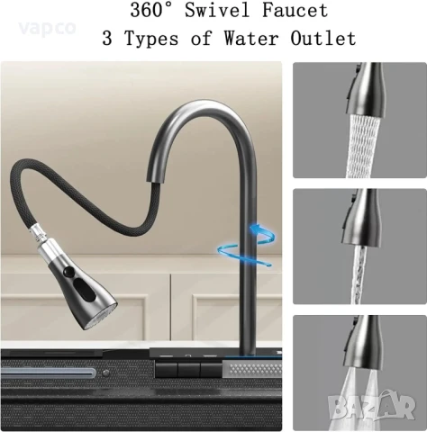 Мултифункционална кухненска мивка с двоен водопад и джоб за прибори, снимка 6 - Мивки - 51025134