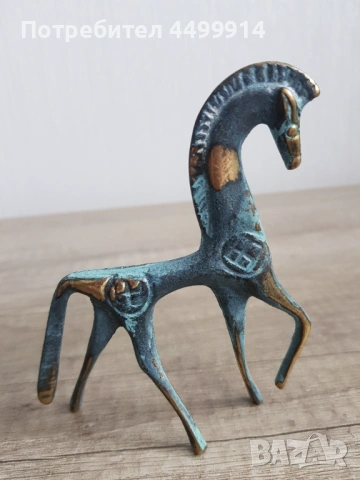 Бронзова статуя на древногръцки кон,реплика, снимка 3 - Антикварни и старинни предмети - 53268641