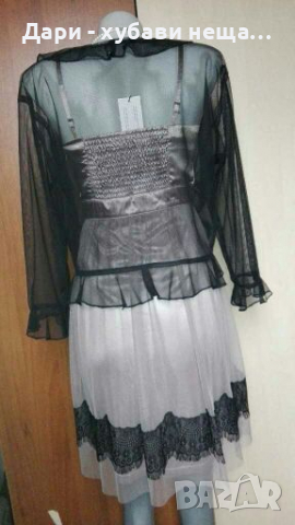 Нежна рокля в бежово и черно🍀❤S/M,M❤🍀арт.4099, снимка 7 - Рокли - 36300087