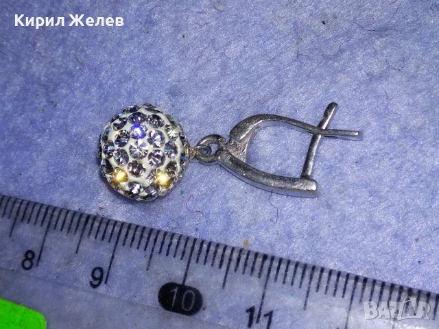 КРАСИВА НЕЖНА СРЕБЪРНА ВИНТИДЖ ОБЕЦА СРЕБРО 925 с БЯЛА ПОЗЛАТА ЕМАЙЛ и ФАСЕТИРАНИ КРИСТАЛИ 38221, снимка 11 - Обеци - 40921450
