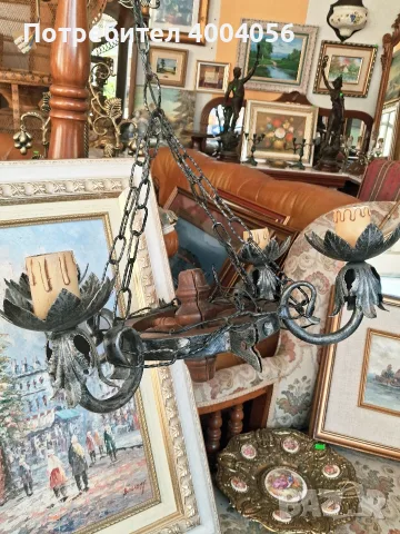 Полилей и два аплика, снимка 6 - Антикварни и старинни предмети - 56090989