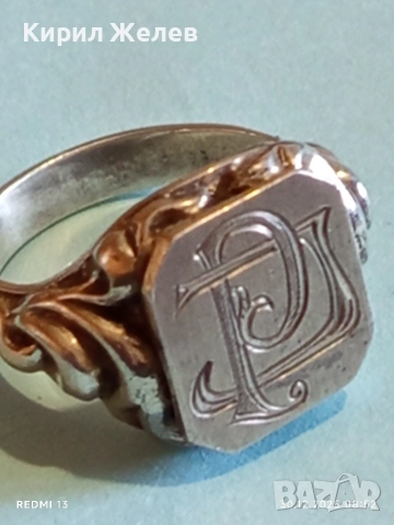 Старинен сребърен пръстен с монограм орнаментиран ювелирна изработка 51827, снимка 8 - Пръстени - 52933353