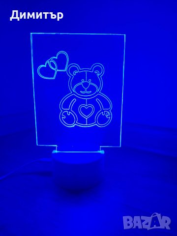 Нова 3D лампа Мече със сърце + дистанционно (16 цвята), снимка 11 - Настолни лампи - 39487517