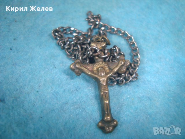 СТАРО БРОНЗОВО РАЗПЯТИЕ НАГРЪДНЕН ПРАВОСЛАВЕН КРЪСТ МАЙСТОРСКА РАБОТА със СТОМАНЕНО СИНДЖИРЧЕ 25549 , снимка 13 - Антикварни и старинни предмети - 35680544