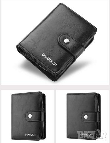 качествен мъжки портфейл, студентска чанта за карти от PU кожа, снимки, цип, ретро кожен портфейл
