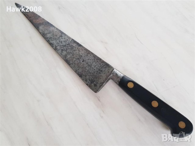 Уникален стар интересен и качествен кован нож с бронзови нитове, снимка 3 - Антикварни и старинни предмети - 42043471