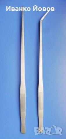 Пинсети -  големи, здрави, удобни, полезни, неръждаеми, 2 вида: права, извита, 2 размера: 38 и 48 см, снимка 3 - Други инструменти - 44292181