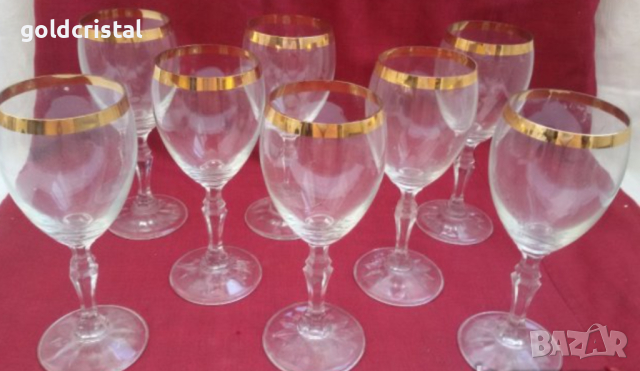 кристални чаши с златен кант , снимка 8 - Антикварни и старинни предмети - 19008457