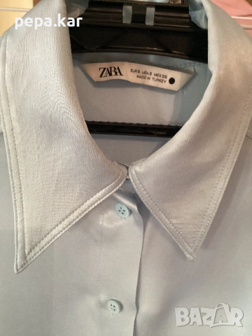 ZARA Сатенена риза S  разчер,млечно  небесно синьо, снимка 6 - Ризи - 53580618
