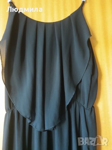 Рокля,дълга,нова,черна,коприна