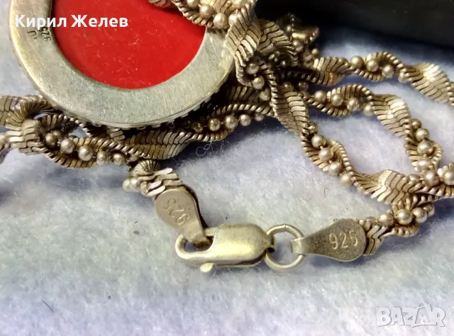 МАРКОВО СРЕБЪРНО КОЛИЕ с СРЕБЪРЕН МЕДАЛЬОН СРЕБРО 925 ITALY с ЮВЕЛИРНО ШЛИФОВАН ЧЕРВЕН КОРАЛ 34928, снимка 9 - Колиета, медальони, синджири - 49328153