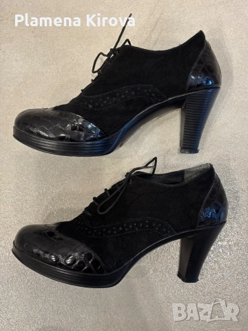 Затворени обувки с дебел ток | Номер 39 | Еко кожа + велур