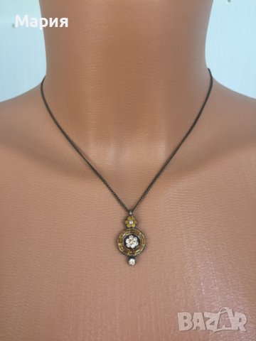 Медно Бутиково Декоративно Колие с цвете камъни мъниста меден цвят, снимка 4 - Колиета, медальони, синджири - 42329327