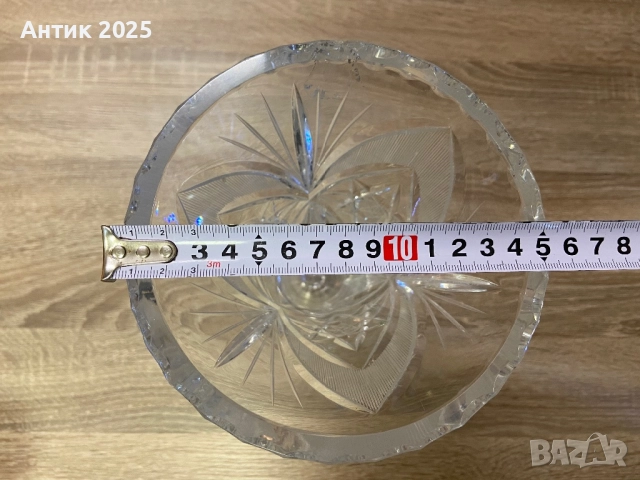 Голяма кристална ваза с богата фасетна шлифовка, винтидж, снимка 3 - Антикварни и старинни предмети - 52865269