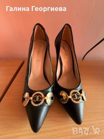 Шанел Chanel обувки ток черни 36 номер нови, снимка 4 - Дамски обувки на ток - 53451436