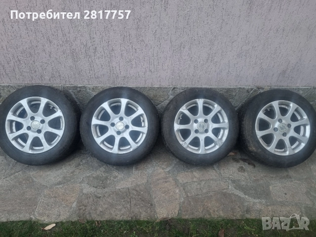 14 цола 4х100 4 броя алуминиеви джанти с гуми 185/60/14, снимка 2 - Гуми и джанти - 52267659