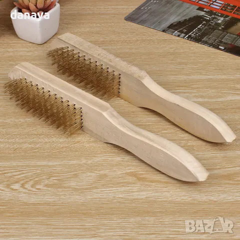 4237 Телена четка за скара с дървена дръжкa, снимка 3 - Мопове, кофи, четки и метли - 48434919