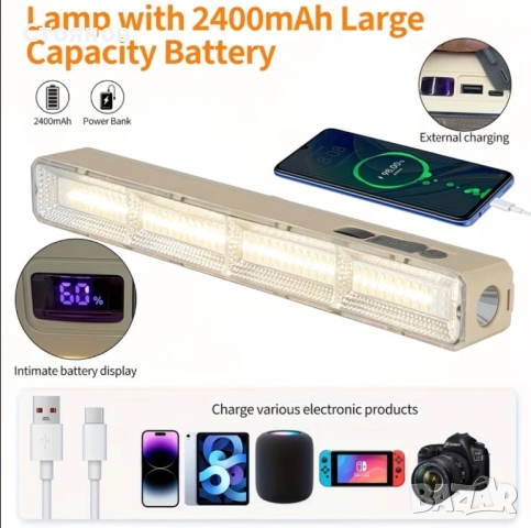 Акумулаторна работна LED лампа с магнитно закрепване, снимка 5 - Лед осветление - 53438987