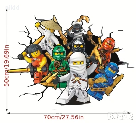 Нинджаго Ninjago самозалепващ стикер лепенка за стена мебел детска стая детски, снимка 2 - Други - 53661530