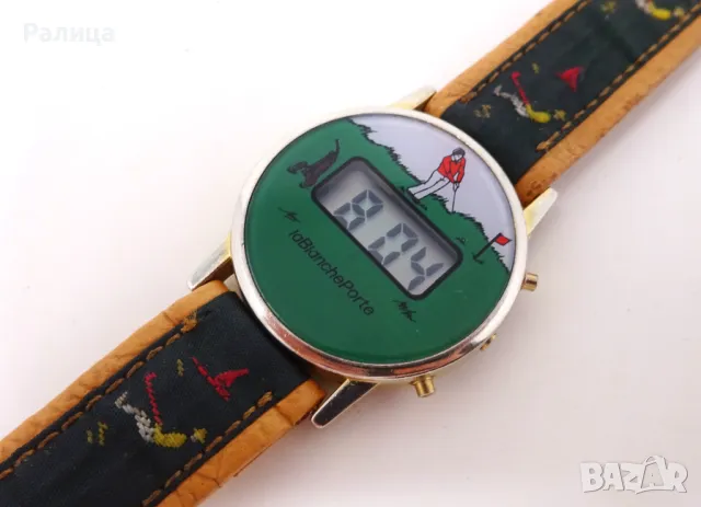 Електронен часовник с каишка от естествена кожа