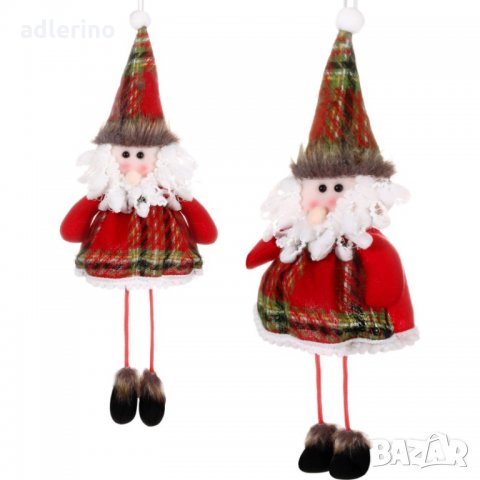 Висящ Дядо Коледа, висулка за елха, 40 см, червен, висулка, Коледна декорация, снимка 8 - Декорация за дома - 34534234