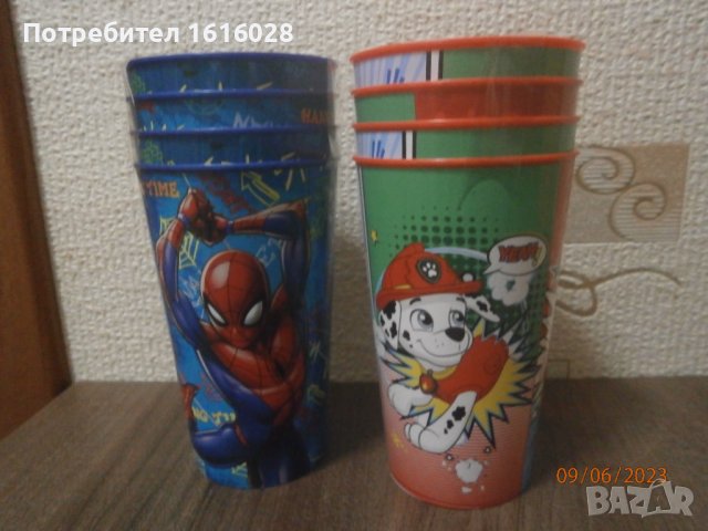 Нови детски пласмасови чаши с герои от филми на Дисни - Spiderman и PAW patrol., снимка 5 - Прибори, съдове, шишета и биберони - 41082338