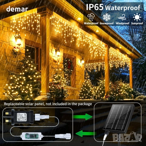 Коледни светлини тип „ледуни“, 25M+5M 800 LED, 8 режима, снимка 5 - Декорация за дома - 52520688