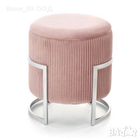 Розова табуретка с място за съхранение, снимка 3 - Дивани и мека мебел - 51489427