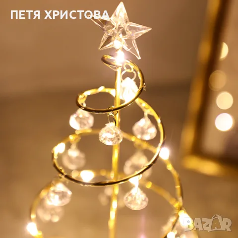 Акумулаторна нощна лампа LED нощна лампа коледна елха с ефект от диаманти., снимка 5 - Лед осветление - 56184401