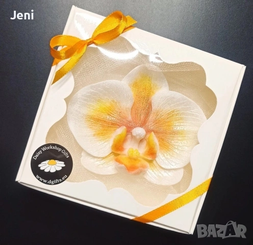 Орхидея премиум ароматен сапун в подаръчна кутия розова/тюркоаз/жълта, снимка 3 - Декорация за дома - 53013317