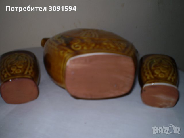 Българска керамика, комплект кана две чаши  за вино, снимка 7 - Други ценни предмети - 42589585