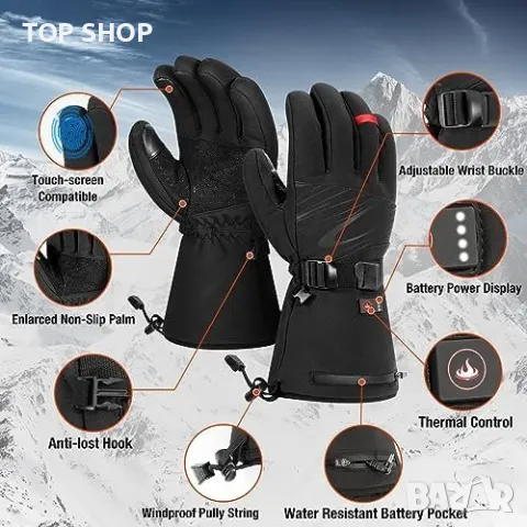 Нови Отопляеми Акумулаторни нагреваеми Термични Водоустойчиви ръкавици, снимка 6 - Ръкавици - 49309115