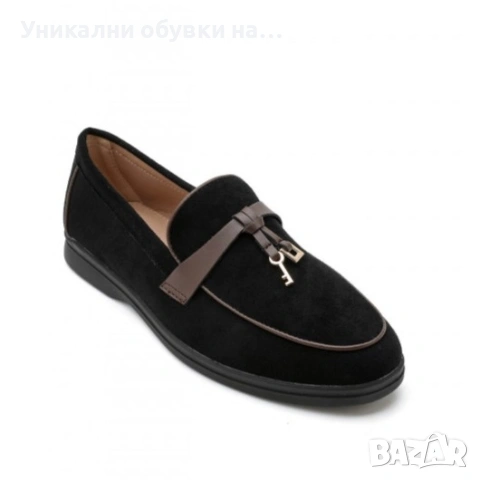 Черни равни мокасини- Amelia Black 11713