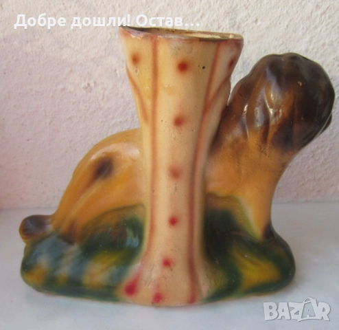 Вази: Стъкло-красива стара стъклена ваза, голяма, друга жълта, лъв - стара керамика ваза., снимка 13 - Вази - 30125824