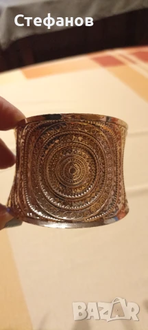 Широка дамска гривна метал антично сребро, снимка 2 - Други - 50647134