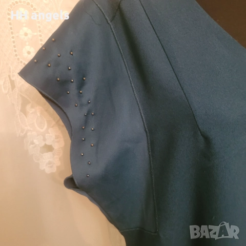 петролено зелена елегантна рокля, снимка 2 - Рокли - 51556396