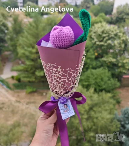 Вечни букети от плетени лалета , снимка 6 - Изкуствени цветя - 55871513