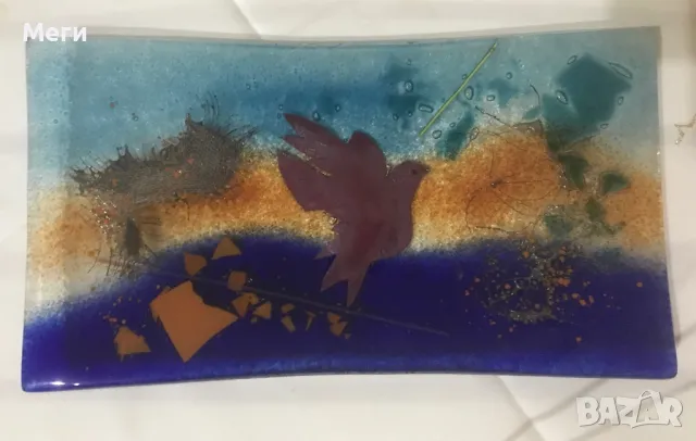 Красиво Плато от Цветно Стъкло, снимка 1