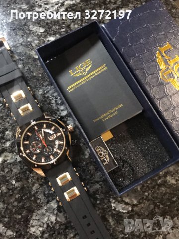 LIGE-Луксозен кварцов часовник,хронограф,дата,силиконова каишка,високо качество, снимка 6 - Мъжки - 41424376