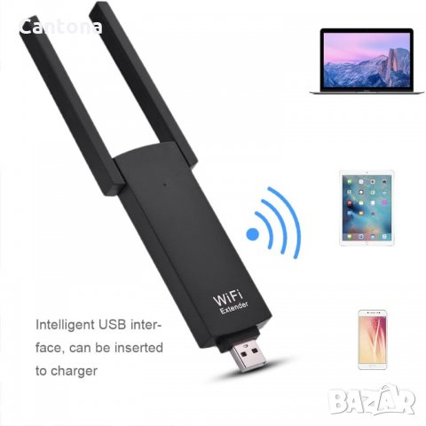 USB безжичен Wi-Fi репитер Pix-Link две антени, 300Mbps , снимка 2 - Рутери - 33962112