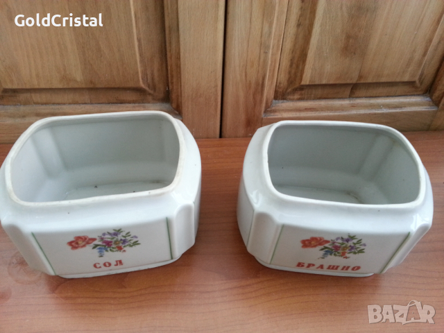 Български порцелан буркани брашно и сол , снимка 2 - Антикварни и старинни предмети - 36474209