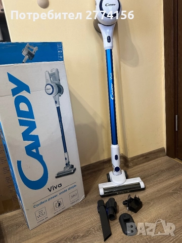 Мултифункционална прахосмукачка Candy Viva CVIVA02E, 22 V, 30 мин автономия, синьо/бяло, снимка 8 - Прахосмукачки - 52330801