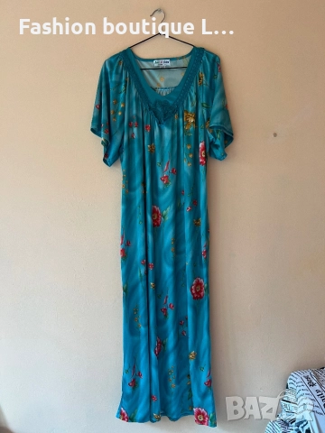 Дълга сатенена рокля с цветя флорален десен L размер 👗