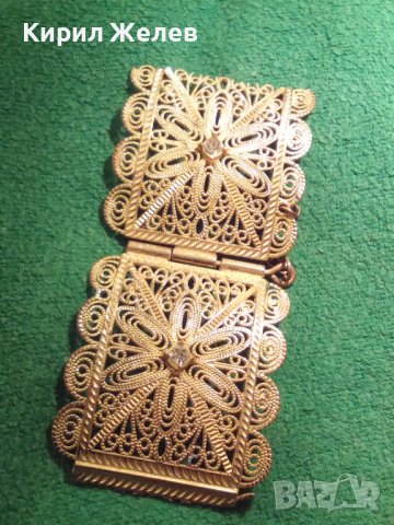 ЧАСТ от ВЪЗРОЖДЕНСКА ФИЛИГРАННА ПОЗЛАТЕНА БРОНЗОВА ГРИВНА с ЩИФТ и ЦИРКОНИ 7111, снимка 11 - Антикварни и старинни предмети - 29564162