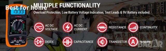 Цифров мултицет ULTRICS UT0021YB, снимка 8 - Други инструменти - 42621770