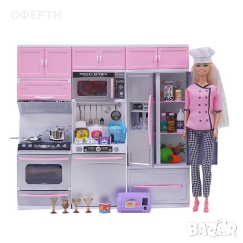 Кухненски комплект със звуци, светлини и кукла готвач, снимка 1 - Други - 44199723