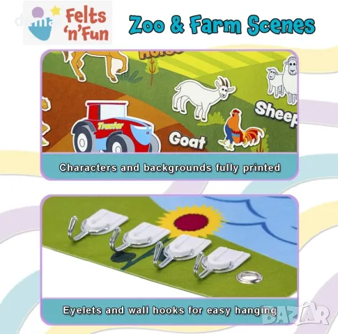 Двустранна пухкава дъска от филц без гънки за малки деца, интерактивна и образователна, снимка 6 - Образователни игри - 50253738