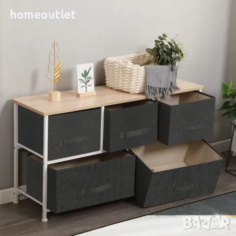 ПРОМОЦИЯ Скрин с дървен плот, метална конструкция и текстилни чекмеджета 10CZSS106-GY, снимка 2 - Шкафове - 48864922