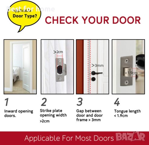 Лека преносима зключваща система за врати, снимка 6 - Други стоки за дома - 41591593
